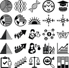 Naklejka premium People Population Demography Icons Set
