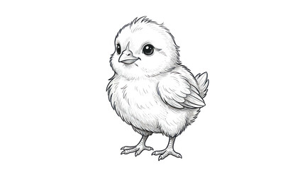 Adorable fluffy chick drawing, hand-drawn sketch, cute baby bird illustration © Yaskur