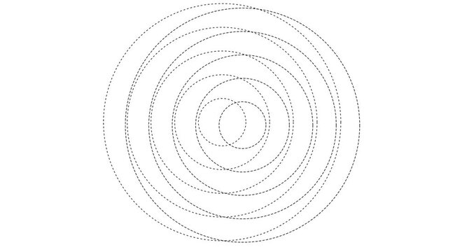 Minimalist concentric circles animation: geometric dotted line pattern motion animation