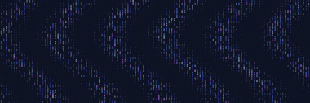 Abstract Digital Data Stream Background with Glowing Binary Code Patterns for Technology and Cyber Security Concepts