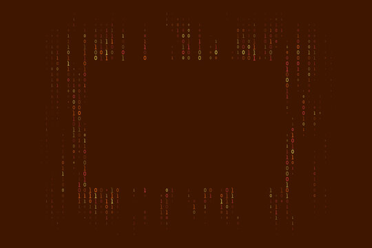 Binary Code Frame Background with Falling Digital Data Streams for Cyber Security and Technology Concepts