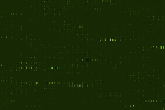 Dark Green Binary Code Background with Digital Data Stream for Cybersecurity and Technology Concepts