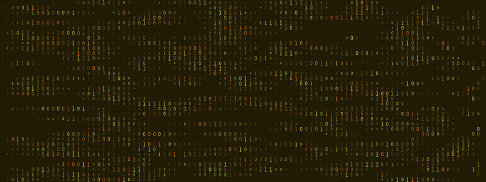 Digital Binary Code Background with Streaming Data Flow for Cyber Security and Technology Concept Design