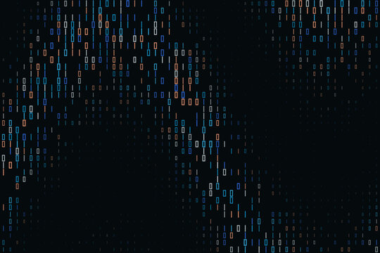 Abstract Binary Code Background with Blue and Orange Digital Data Stream for Technology and Cybersecurity Concepts