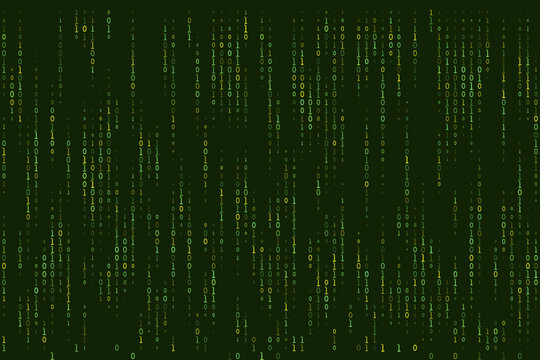 Digital Binary Code Rain Background Abstract Technology Concept with Green Falling Numbers for Cyber Security Data