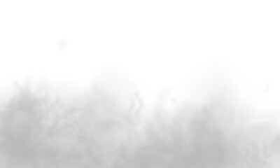Fototapeta premium Thick smoke plume rises with realistic swirling motion and soft transparent fade. Atmospheric fog overlay enhances visual storytelling. PNG format design element.