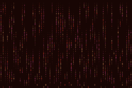 Red Binary Code Falling Digital Rain Background for Cybersecurity and Data Programming Concepts
