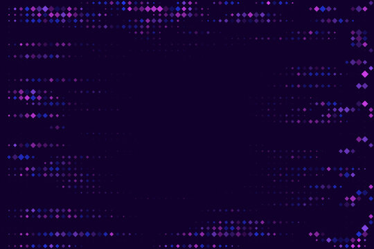 Abstract Digital Background with Glowing Purple Diamond Pixels for Technology and Data Visualization Concepts