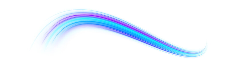 Obraz premium Blue and violet neon trails flow across a cyber highway with glowing reflections. Motion blur adds speed and depth illusion. Transparent PNG.