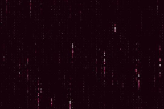 Abstract Digital Binary Code Rain Background with Pink and White Falling Data Streams for Cyber Security Concepts
