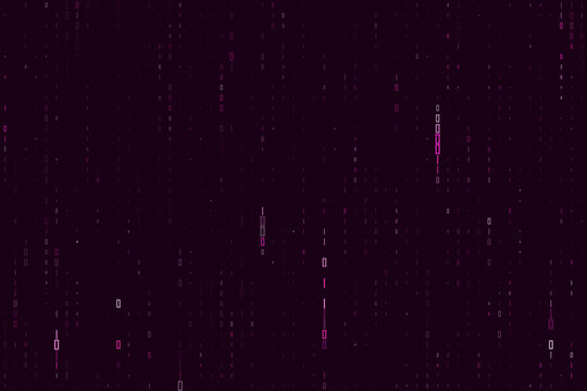 Digital Data Stream Background with Glowing Pink Binary Code Rain for Cyber Security and Technology Concepts