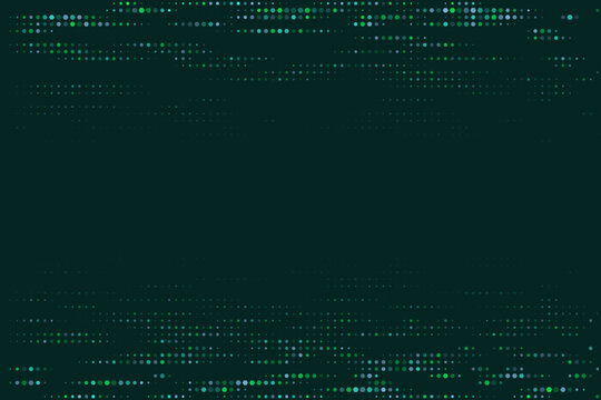 Abstract Digital Data Stream Background with Glowing Green Pixel Dots for Technology and Cyber Security Concepts