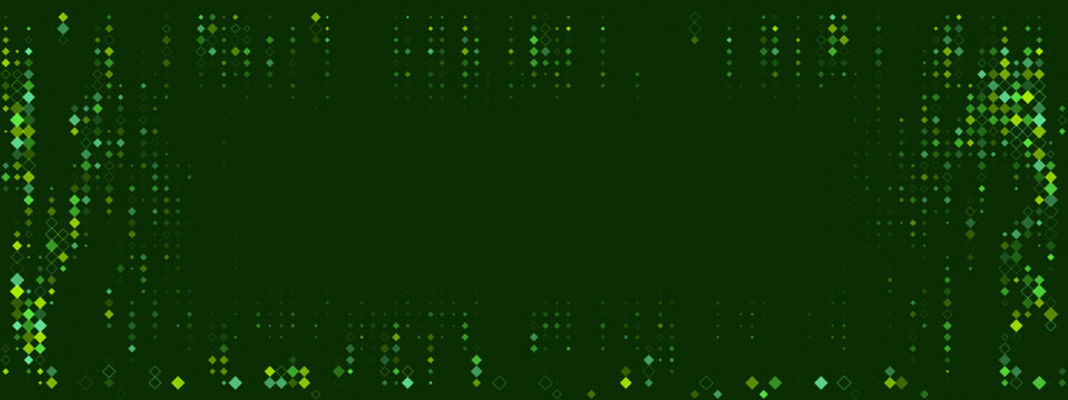 Dark Green Digital Frame with Glowing Geometric Pattern Abstract Technology Background for Modern Web Design