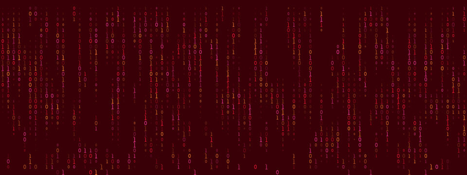 Red Binary Code Digital Rain Background for Cybersecurity and Data Encryption Concepts