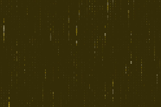 Gold Binary Code Digital Rain Background Abstract Technology Concept for Data Security and Cyber Programming