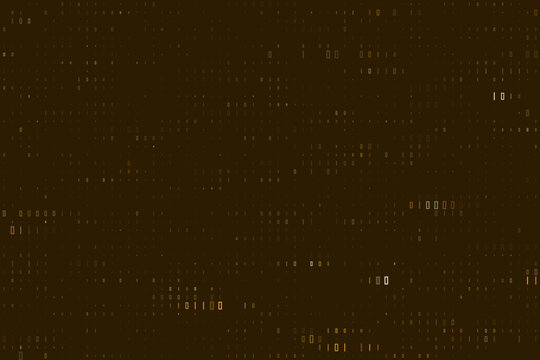 Abstract Binary Code Background with Golden Digital Data Stream for Technology and Cybersecurity Concepts
