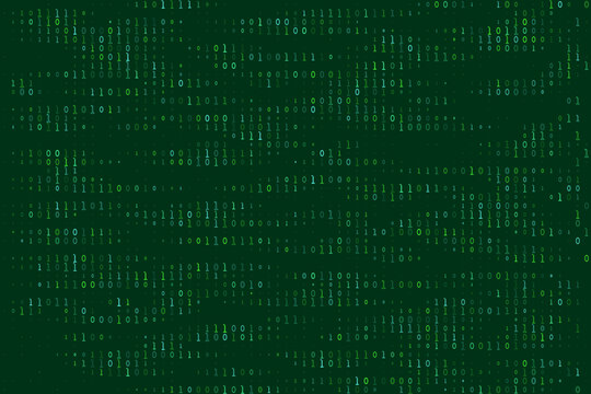 Green Binary Code Background Digital Data Stream Abstract Technology Concept for Cyber Security and Programming