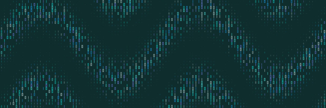 Abstract Binary Code Wave Background Digital Data Stream Technology Concept for Cyber Security and Network Visualization