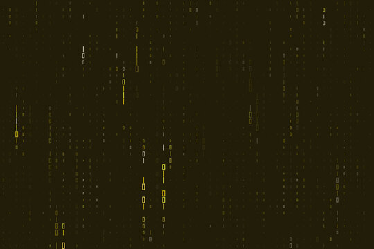 Digital Binary Code Rain Background with Golden Data Streams for Cyber Security and Technology Concepts