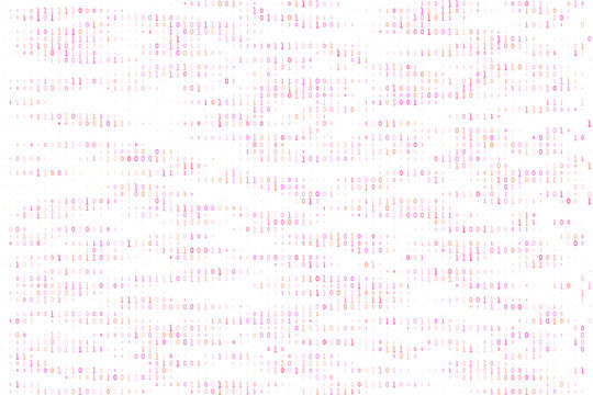 Abstract Binary Code Background with Pink and Orange Digital Data Stream for Technology and Cybersecurity Concepts