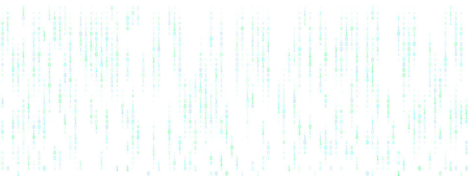 Abstract Binary Code Digital Rain Background with Falling Data Streams for Technology and Cyber Security Concepts