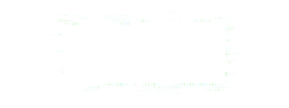 Digital Binary Code Border Frame with Green Matrix Style Data Stream for Technology and Cyber Security Concepts