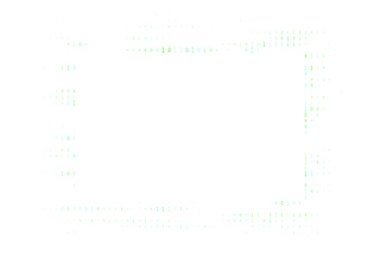 Binary Code Border Frame with Green Digital Numbers on White Background for Technology and Data Security Concepts