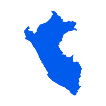 Peru map silhouette. Map of the country's borders on a white background
