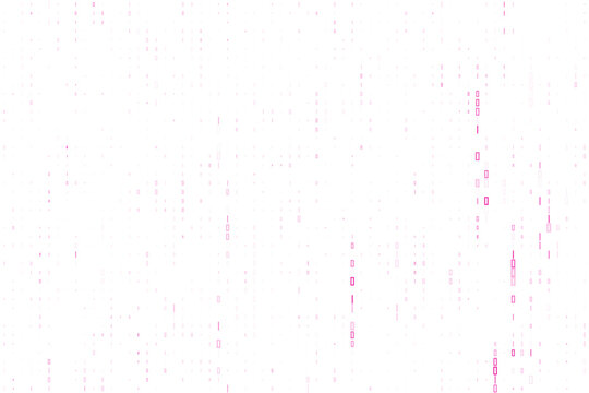 Abstract Digital Data Stream Background with Pink Vertical Code Lines and Glitch Rectangles for Tech Concepts