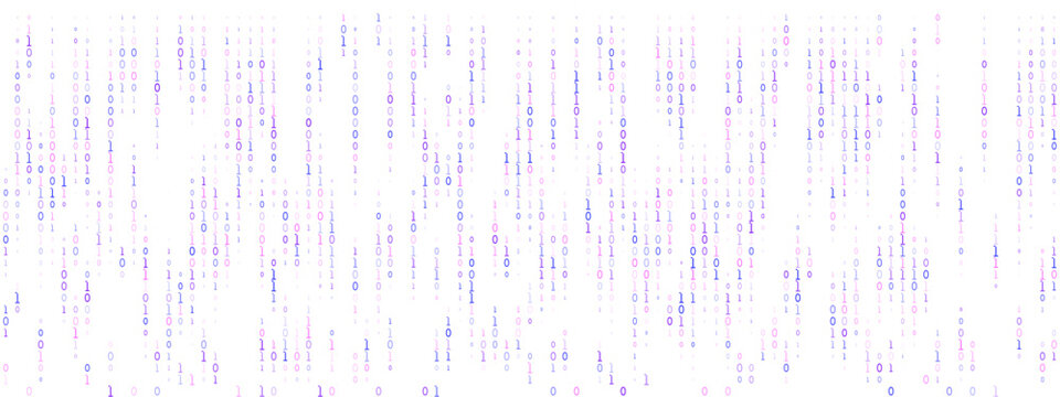 Abstract Digital Binary Code Background with Falling Purple and Blue Numbers for Technology and Data Concepts