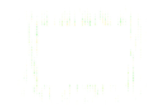 Digital Binary Code Border Frame with Falling Green Matrix Style Data Stream for Technology Backgrounds