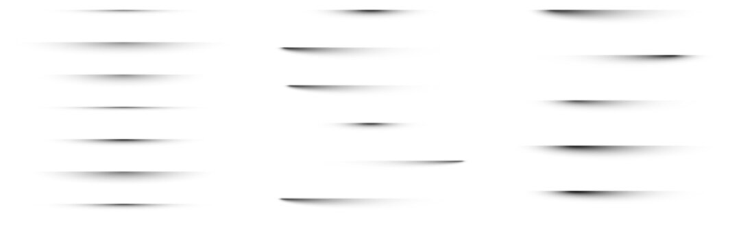 Set of Horizontal Drop Shadows for Web Design and UI Elements Isolated on White Background