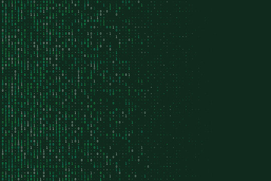 Digital Binary Code Background with Green Data Stream for Cybersecurity and Software Development Concepts