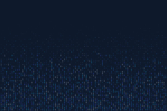 Abstract Binary Code Background with Falling Digital Data Streams for Cybersecurity and Technology Concepts
