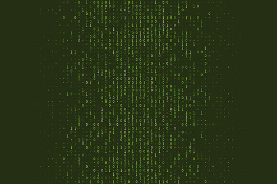 Green Binary Code Background Digital Data Stream Abstract Technology Concept for Cyber Security and Programming
