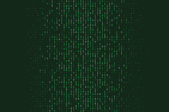Digital Binary Code Background with Green Matrix Style Data Stream for Cybersecurity and Software Development Concepts