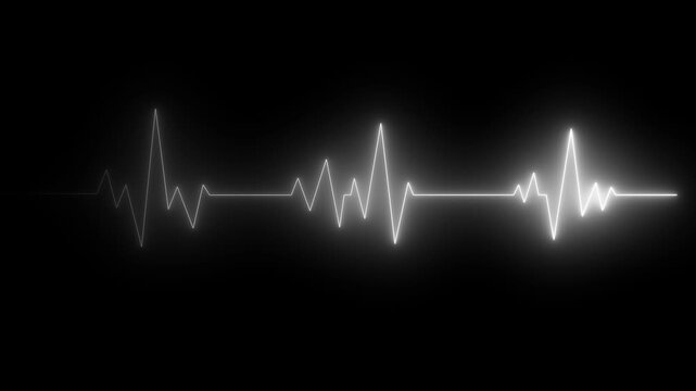 neon line Human heart with digital red and blue heart pulse line. pulse rate signal of an abstract neon energy. on dark background with Heart health animation, concept