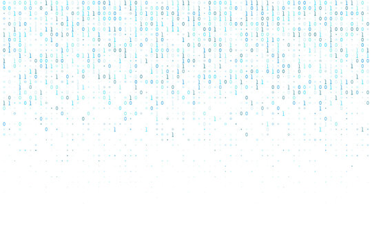 Abstract Binary Code Background with Falling Digital Numbers for Data Security and Technology Concepts