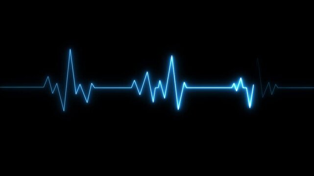neon line Human heart with digital red and blue heart pulse line. pulse rate signal of an abstract neon energy. on dark background with Heart health animation, concept