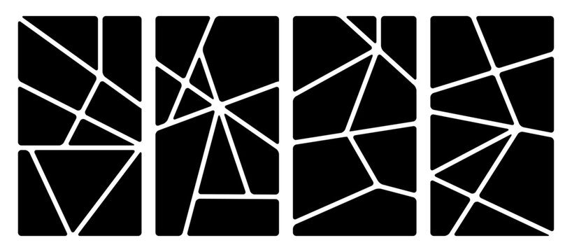 Set of photo collage templates. Modern and abstract layouts for image galleries.Bento box grid. Vector templates with geometric line pattern for mixed media design.