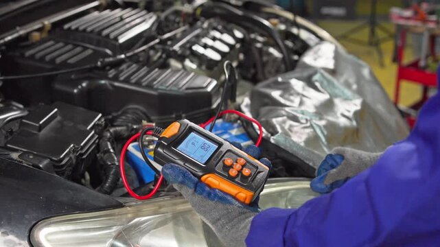 Automotive diagnostics in action engine repair workshop technical equipment close-up view mechanical insight
