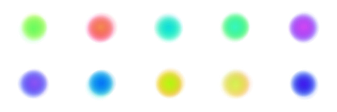 Set of Soft Gradient Circles Abstract Colorful Blurry Orbs for Modern Graphic Design Backgrounds and UI Elements
