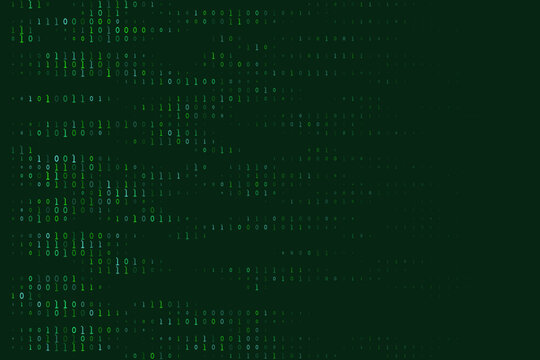Digital Binary Code Background with Green Data Streams for Cybersecurity and Software Development Concepts