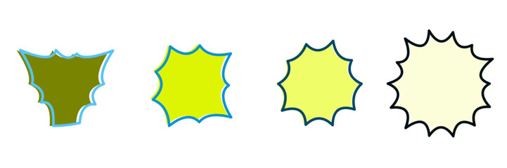 Set of Four Vector Starburst Shapes for Graphic Design Elements and Comic Book Style Speech Bubbles © SimpleDesignStudio