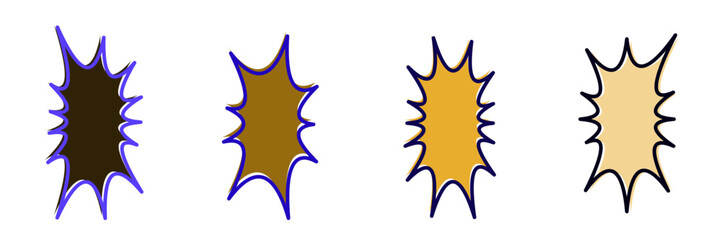 Set of Four Brown Starburst Explosion Shapes for Comic Book Graphics and Graphic Design Elements © SimpleDesignStudio