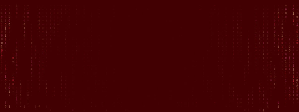 Dark Red Binary Code Background with Digital Data Streams for Cyber Security and Technology Concepts