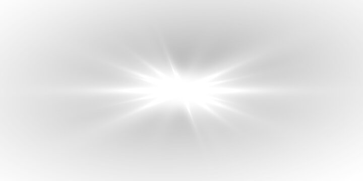 White sunlight with realistic lens reflections and glowing transparent texture. Natural light effect for creative designs in PNG format.