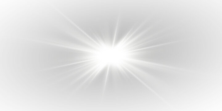 Bright shining star with long radiant beams and smooth glowing halo around it. Transparent magical sparkle illustration saved as premium PNG.