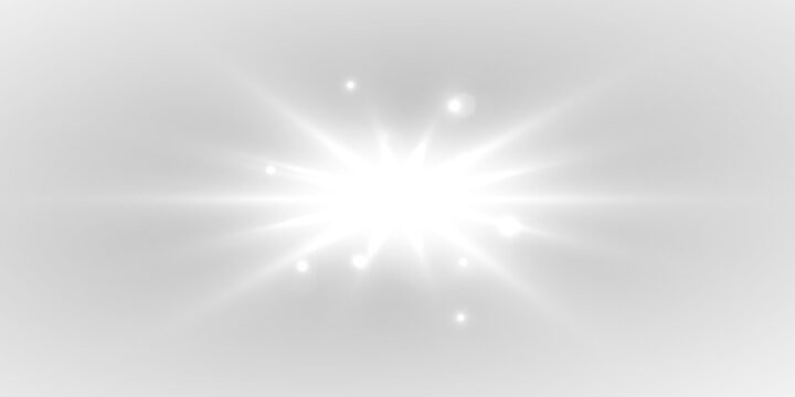 Abstract light burst with golden glitter and realistic luminous energy effect. Transparent glowing explosion element for designers in PNG format.