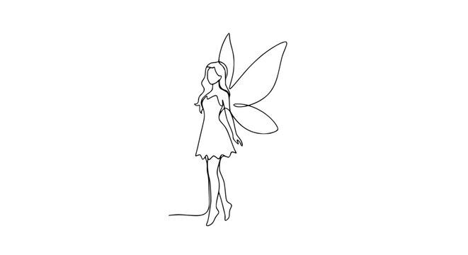 A delicate fairy with wings standing.